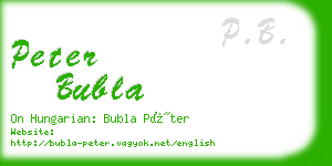 peter bubla business card